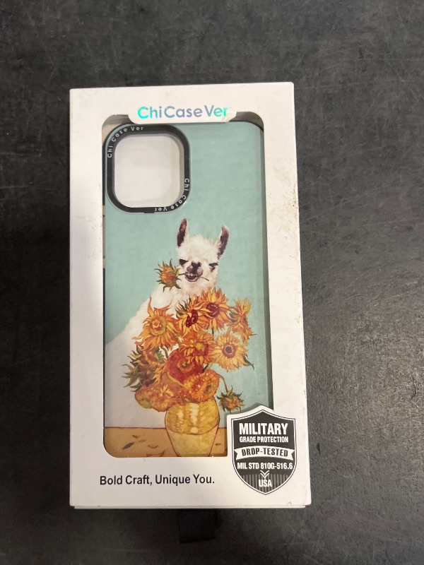 Photo 1 of ChiCaseVer for iPhone 12 Pro Max Case, Whimsical Llama & Sunflower Pattern in Van Gogh Style, Artistic Soft Slim TPU Protective Cover with Shock-Absorbing TPE Strips & Camera Lens Protection for Women