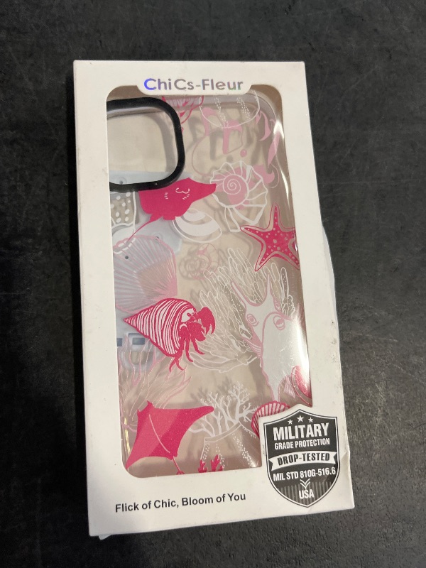 Photo 1 of ChiCsFleur for iPhone 14 Plus/iPhone 15 Plus Case, TPU Phone case with Camera Protection for Women Girls Teens - Pink Preppy Sea Manta Y2K Shell Starfish Elegant Artsy Coral Ocean Gift Aesthetic