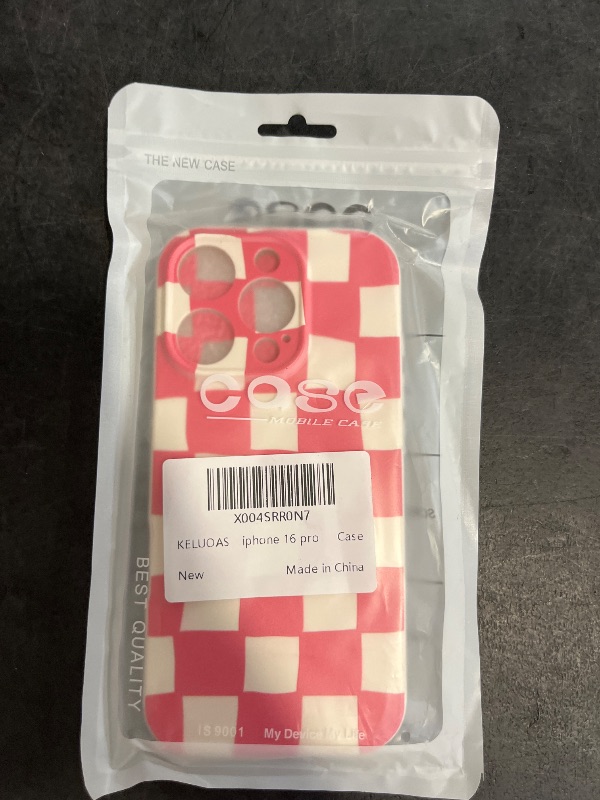 Photo 1 of Aconfei Compatible with iPhone 16 Pro Case for Women Girl Cute Aesthetic Checkerboard Larger Blocks Pattern Trendy Slim Fit TPU Silicone Shockproof Full Camera Protection Cover - Pink