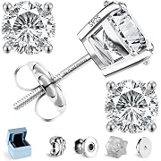 Photo 1 of Moissanite Screw Back Earrings Men Women, Substitute Diamond Stud Earrings