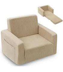 Photo 1 of Sherpa Kids Couch, 2-in-1 Fold-Out Comfy Chair for 3+ Years Old, Beige