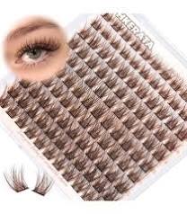 Photo 1 of Bodermincer Black/Brown Color Natural Lash Clusters 84pcs Wispy Eyelash Clusters Eyelash Extensions D Curl Individual Lashes Natural Look Lashes with Thin Lash Band (Brown-16mm)