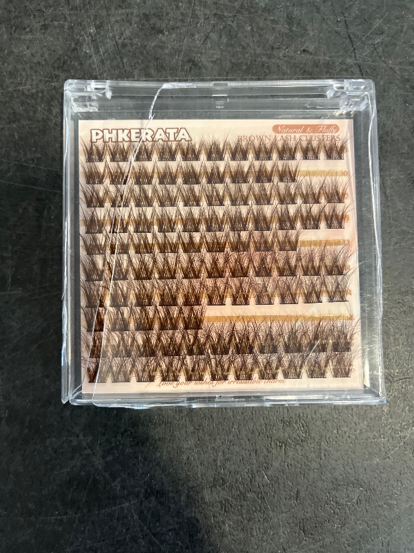 View 2 of Bodermincer Black/Brown Color Natural Lash Clusters 84pcs Wispy Eyelash Clusters Eyelash Extensions D Curl Individual Lashes Natural Look Lashes with Thin Lash Band (Brown-16mm)