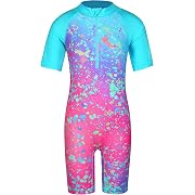Photo 1 of Size 12Y Short Sleeve Girls Swimsuits UV 50+ One Pieces Zipper 2-14Y