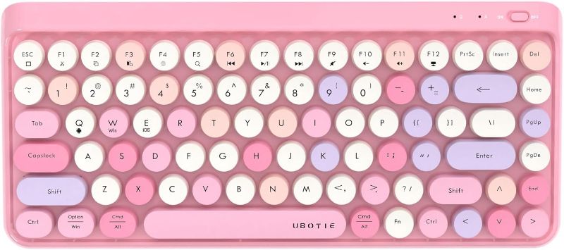 Photo 1 of UBOTIE Portable Bluetooth Colorful Keyboards (Pink-Colorful)