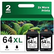 Photo 1 of 64XL Black Ink Cartridge Replacement for HP Ink 64 HP64 XL HP64XL BK 2-Pack