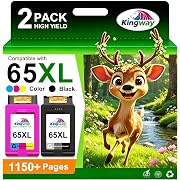 Photo 1 of KINGWAY 65XL Ink Cartridge Combo Pack Replacement for HP 65 Printer 2 PK