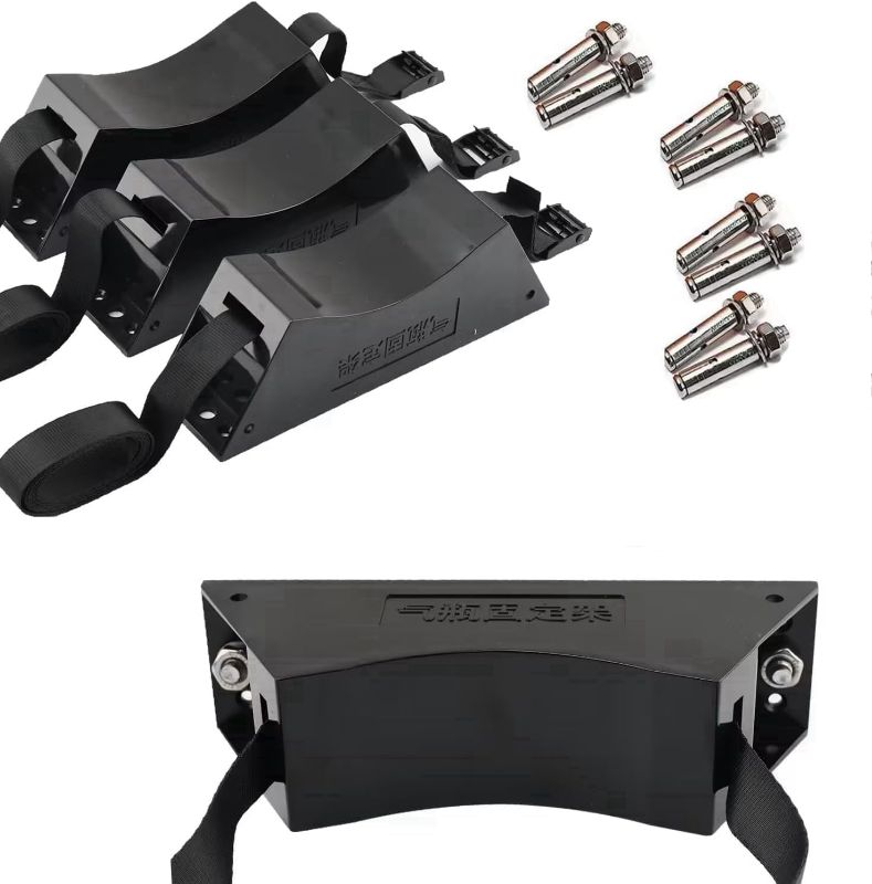 Photo 1 of 4Pcs Cylinder Wall Mounted Bracket Propane Tank Holder Gas Cylinder Holder with SUS 304 Screws & 59 Inch Straps Supported 4"-12",Black