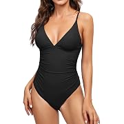 Photo 1 of Size M DANIFY Women's One Piece Swimsuits Tummy Control Bathing Suits Slimming V Neck Swimwear