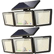 Photo 1 of Solar Outdoor Lights Motion Sensor, 2500LM 286 LED Security Flood Lights with Visual Battery & Mode Display, 3 Lighting Modes, IP65 Waterproof 3-Head Wide Angle for Garage, Yard, Patio (2 Pack)