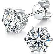 Photo 1 of Moissanite Stud Earrings for Women, 925 Sterling Silver Earrings for Men