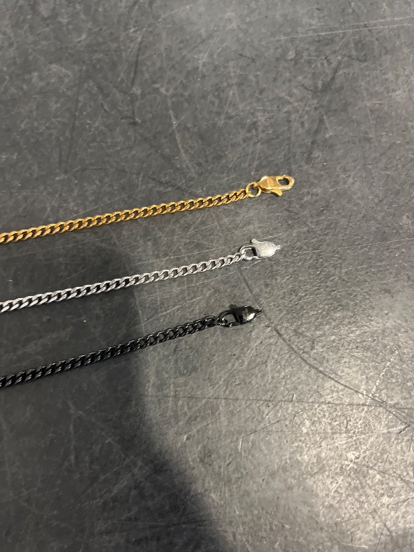 View 3 of Jstyle 3.5mm Gold/Silver/Black Tone Stainless Steel Cuban Chain Necklace
