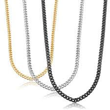Photo 1 of Jstyle 3.5mm Gold/Silver/Black Tone Stainless Steel Cuban Chain Necklace