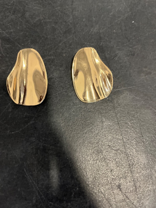View 2 of Statement Geometric Square Earrings for Women Unisex,Stainless Steel Medium Fashion Texture Irregular Minimalism Earrings,Trendy Ripple Unique Boho Earrings,Metal Modern Rectangle Jewelry