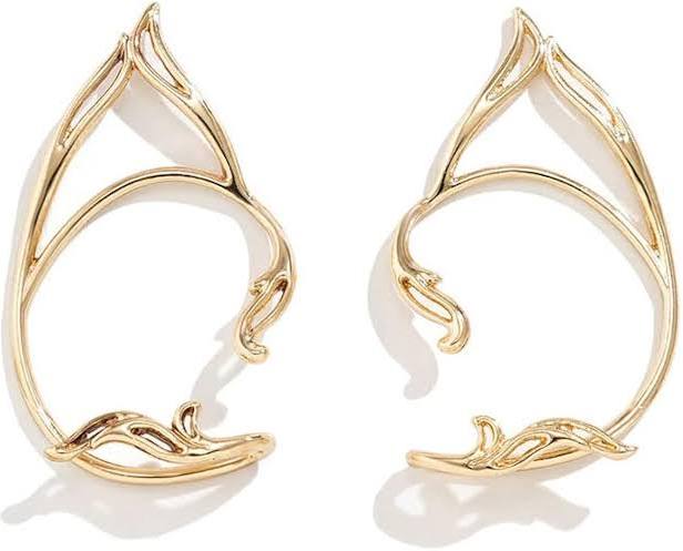 Photo 1 of Gothic Elves Ear Cuffs 2pcs Non-Pierced Cat Ear Wrap Hollow Cartilage Climber Earrings Punk Hip Hop Clip on Statement Earrings Gift for Women