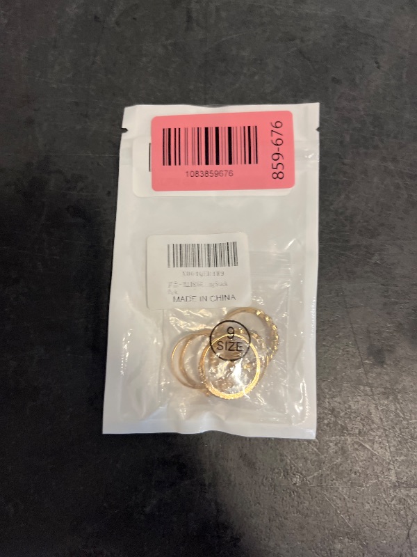 View 2 of Size 9 14K Gold Plated 1.3mm Thin Stackable Rings for Women - Minimalist Non Tarnish Half Cubic Zirconia Band Rings - Dainty Trendy Statement Stacking Rings Set Size 5-10