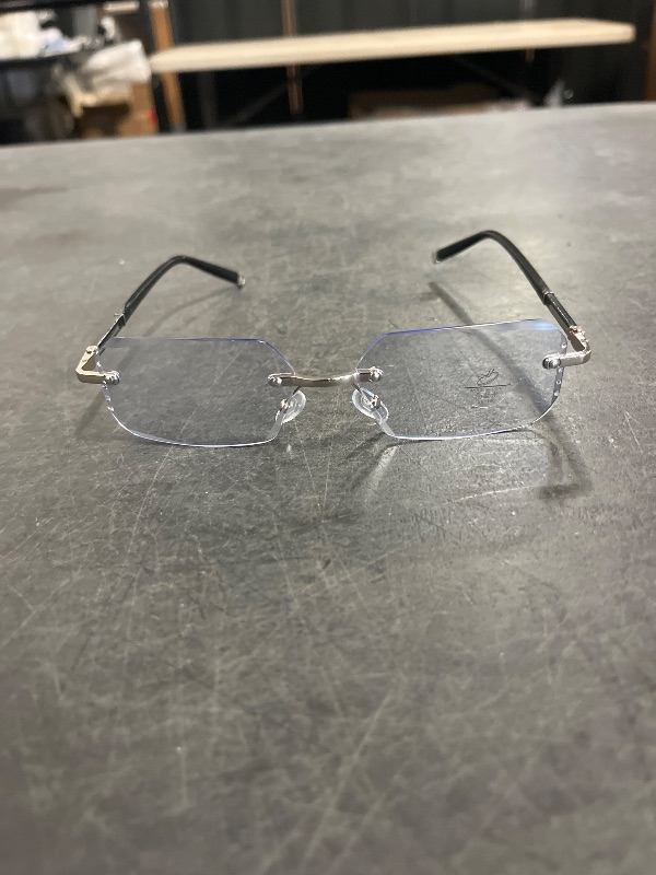 View 3 of Blue transparent lens frame glasses 