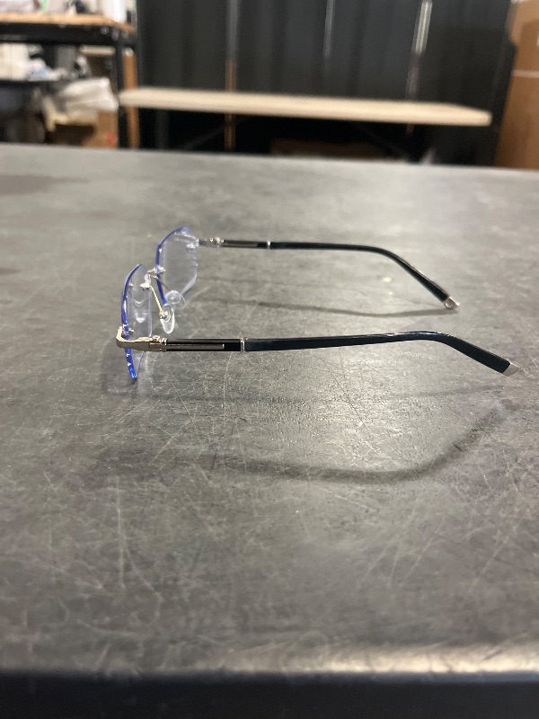 View 2 of Blue transparent lens frame glasses 