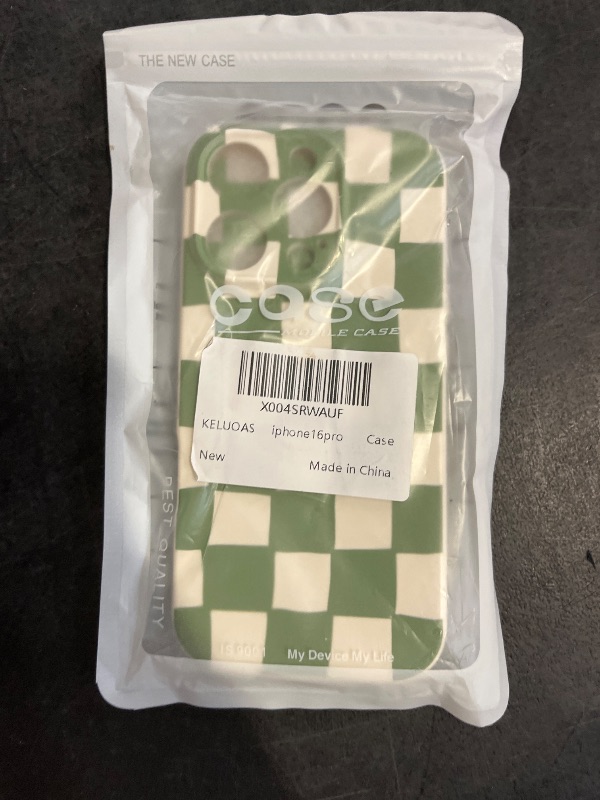 Photo 1 of Aconfei Compatible with iPhone 16 Pro Case for Women Girl Cute Aesthetic Checkerboard Larger Blocks Pattern Trendy Slim Fit TPU Silicone Shockproof Full Camera Protection Cover - Green