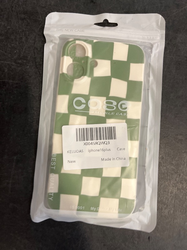 Photo 1 of Aconfei Compatible with iPhone 16 Plus Case for Women Girl Cute Aesthetic Checkerboard Larger Blocks Pattern Trendy Slim Fit TPU Silicone Shockproof Full Camera Protection Cover - Green