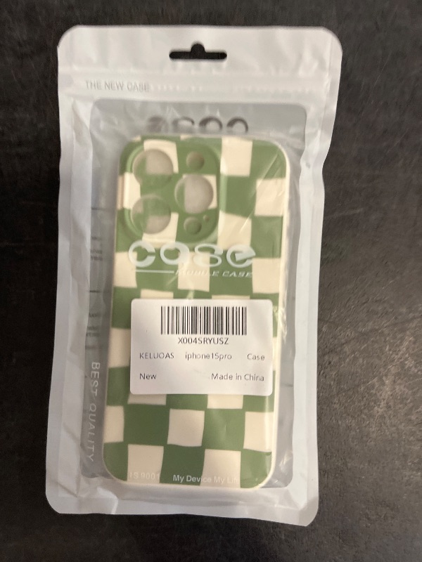 Photo 1 of Aconfei Compatible with iPhone 15 Pro Case for Women Girl Cute Aesthetic Checkerboard Larger Blocks Pattern Trendy Slim Fit TPU Silicone Shockproof Full Camera Protection Cover - Green