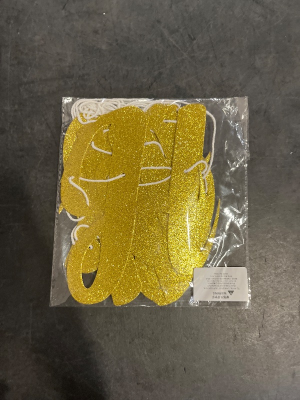 Photo 1 of BEISHIDA Gold Happy Birthday Banner - Pre-Strung Glitter Birthday Decorations, Sign, Garland & Backdrop gold