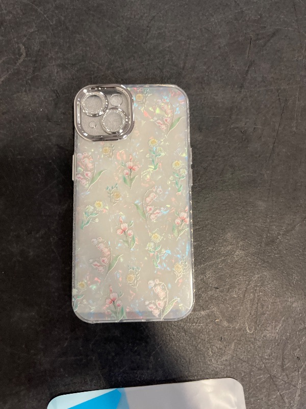 Photo 1 of FLIRACON Cute Tulip Flowers Bow Shell Pattern Phone Case Compatible with iPhone Case (White,for iPhone 16 Pro)