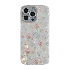 Photo 1 of FLIRACON Cute Tulip Flowers Bow Shell Pattern Phone Case Compatible with iPhone Case (White,for iPhone 16 Pro)