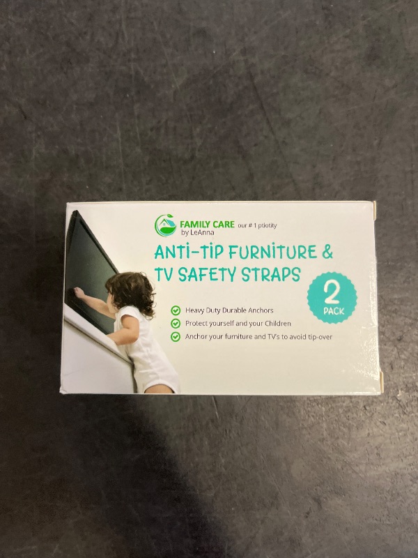 Photo 1 of TV Safety Straps - Anti-Tip Furniture Straps for Baby Proofing - Adhesive Non Drill TV Straps Safety for Flat Screen - 2 Pack Adjustable Earthquake Straps - Wall Furniture Anchors for Baby Proofing