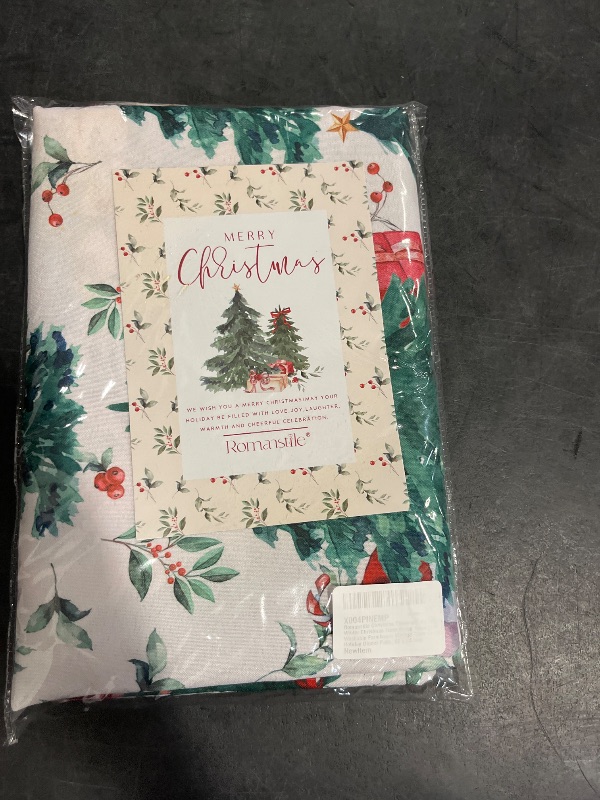 Photo 1 of Christmas Tablecloth Rectangle, Winter Christmas Trees Green Table Cloth, Washable Farmhouse Vintage Table Cover for Holiday Dinner Party, 60 x 84 Inch