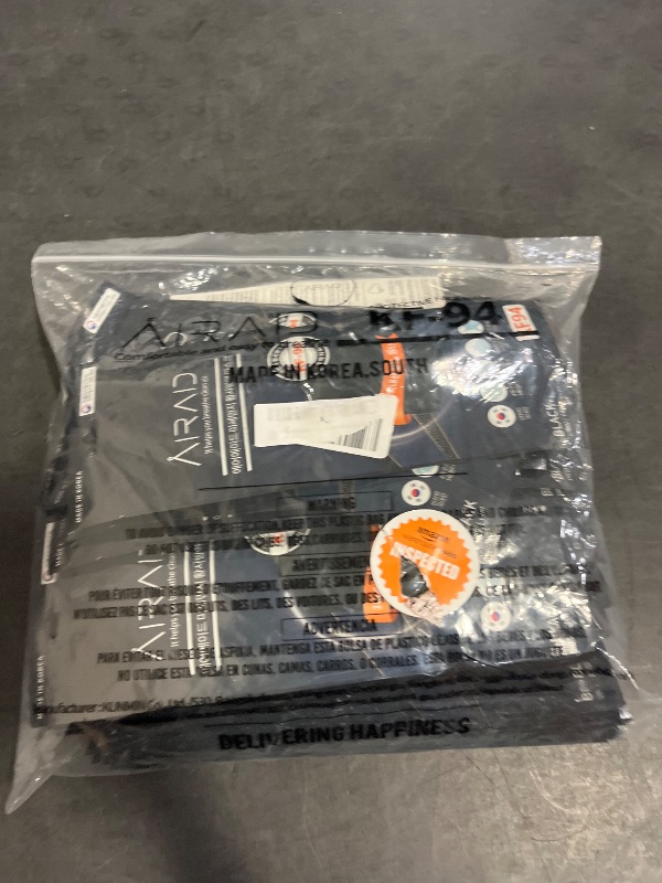 Photo 1 of 50 Pack AIRAID-KF94 [Individually Wrapped] - Made in Korea, 4-Layer Filter, 3D Face Mask, Black, White, Adult and Older Teens
