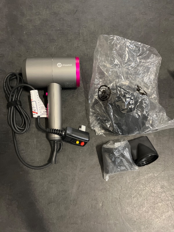 Photo 1 of slopehill Professional Ionic Hair Dryer, Powerful 1800W Fast Drying Low Noise Blow Dryer with 2 Concentrator Nozzle 1 Diffuser Attachments for Home Salon Travel