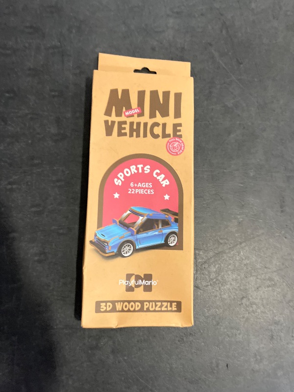Photo 1 of ArtCreativity 3D Puzzle Sports Car - Wooden Building Kit for Kids - STEM Wooden Puzzle Model Car with Pullback Mechanism