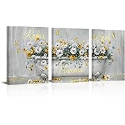 Photo 1 of WELMECO Bathroom Decor Wall Art Flower Bathtub Painting Bathroom Signs Relax Soak Unwind Prints Framed 12"x16"x3 Pieces (Yellow)