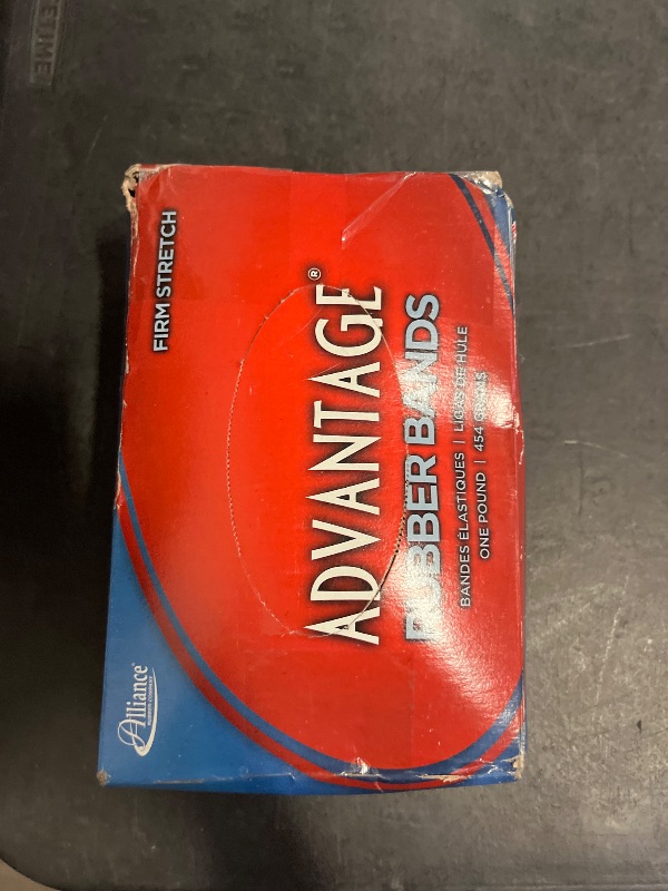 Photo 1 of Alliance Rubber 97405 Advantage Rubber Bands Size #117B, 1 lb Box Contains Approx. 200 Bands (7" x 1/8", Red)