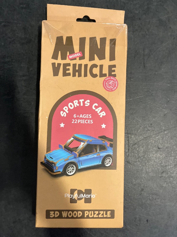 Photo 1 of ArtCreativity 3D Puzzle Sports Car - Wooden Building Kit for Kids - STEM Wooden Puzzle Model Car with Pullback Mechanism