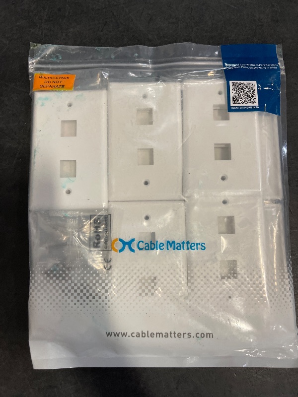 Photo 1 of [UL Listed] Cable Matters 10-Pack Low Profile 2-Port Keystone Wall Plate