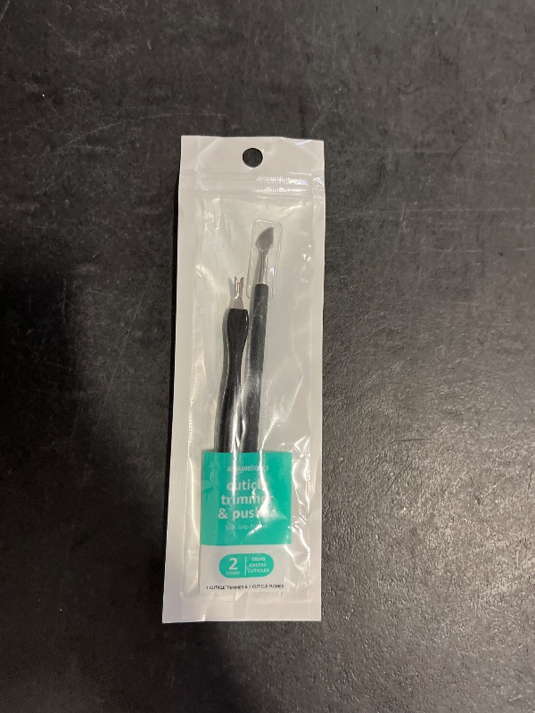 Photo 1 of Amazon Basics Cuticle Trimmer and Pusher, Manicure Tools for Nail Care, Ergonomic Non-Slip Design, 2 Count