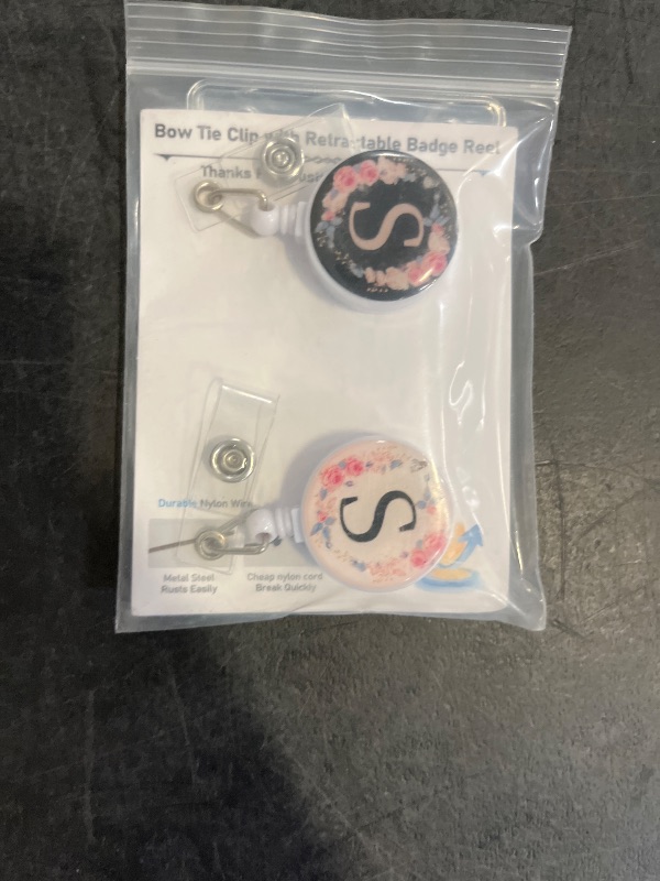 Photo 1 of 2Pcs A-Z Letter Badge Reels with Vertical Clear Plastic ID Card Holders (2.5" x 3.7") Retractable Name Tag ID Clip Holder Nursing Student RN Pediatric Teacher Office Work Accessories S