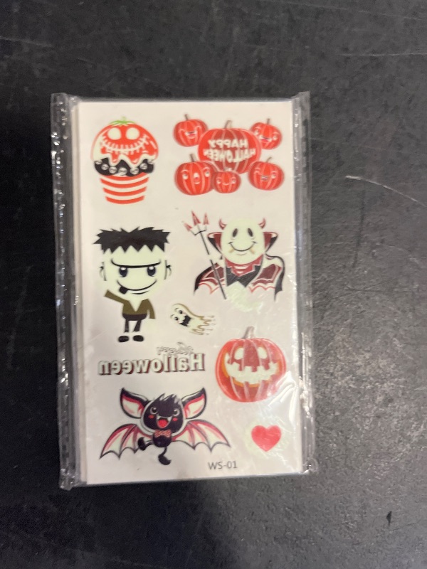 Photo 1 of 220Pcs Luminous Halloween Temporary Tattoos for Kids,20Sheets Halloween Glow in The Dark Trick or Treat Fake Tattoo Stickers for Boys Girls Adult Gifts Crafts Party Decorations Favors Supplies