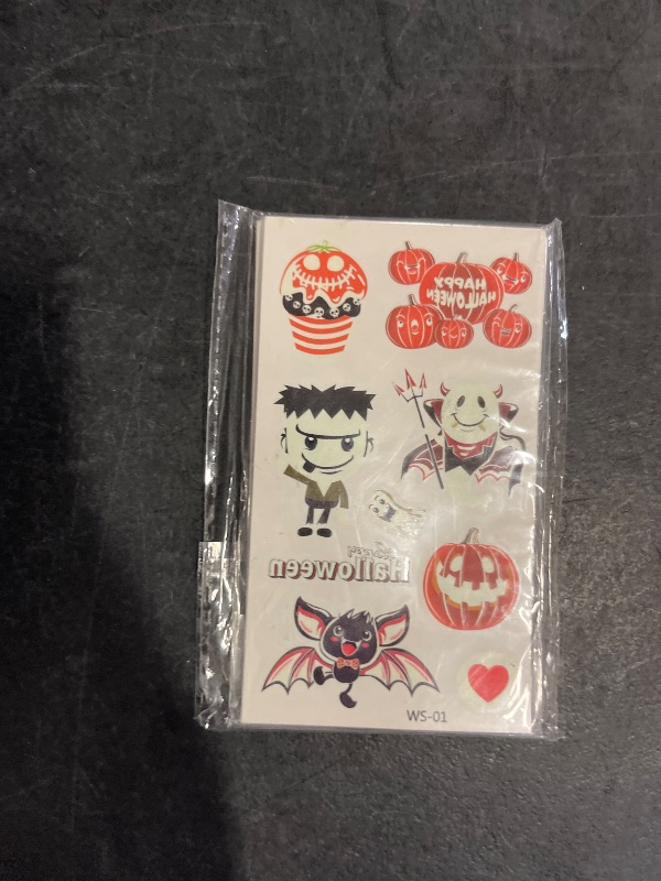 Photo 1 of 220Pcs Luminous Halloween Temporary Tattoos for Kids,20Sheets Halloween Glow in The Dark Trick or Treat Fake Tattoo Stickers for Boys Girls Adult Gifts Crafts Party Decorations Favors Supplies