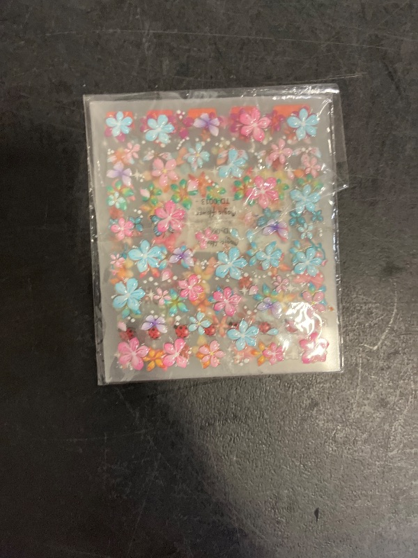 Photo 1 of 4 Sheets 5D Embossed Flower Nail Stickers Butterfly Nail Art Stickers Spring Summer Nail Decals Cute Stickers for Nails Self Adhesive Nail Art Supplies & Decorations for Women Girls