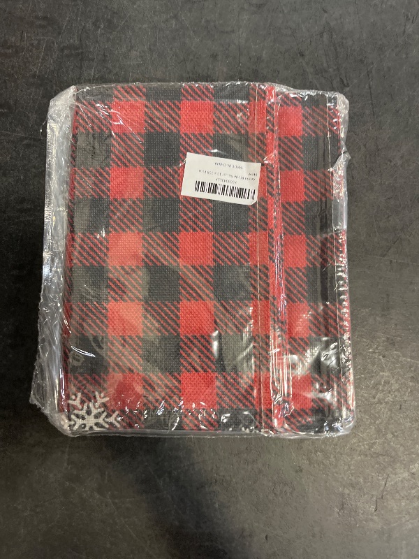 Photo 1 of Artoid Mode Red and Black Buffalo Plaid Let It Snow Table Runner, Seasonal Winter Christmas Holiday Kitchen Dining Table Decoration for Indoor Outdoor Home Party Decor 13 x 108 Inch
