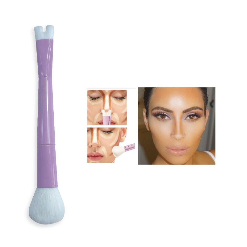 Photo 1 of 2 pack WALULAN 2-in-1 Nose Contour Makeup Brush U-Shaped Makeup Brush Nose Contour Sculpting Stickfor Nose, Face