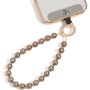 Photo 1 of Beaded Phone Wrist Strap Phone Lanyard Pearl Beaded Hand Strap Wristlet Detachable Smartphone Wrist Lanyard (Coffee)