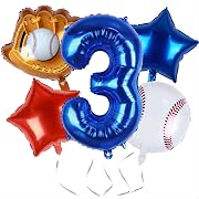 Photo 1 of Baseball Balloons 3rd Birthday Decorations for Boys | Baseball Birthday Decoration Sports Theme Party Supplies, 32Inch Foil Mylar Number 3 Balloon Navy Blue Red White Sports Balloon Arch Kits