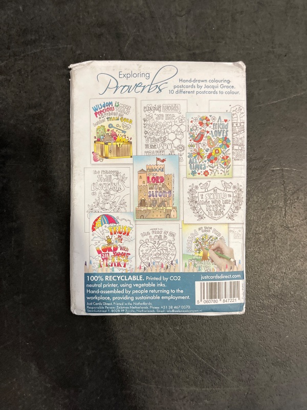 Photo 1 of Bible Coloring Postcards, Proverbs, Pack of 10 different designs, with Bible verse on reverse. Make great Christian gifts. (Blue/Proverbs)