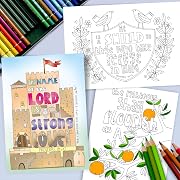 Photo 1 of Bible Coloring Postcards, Proverbs, Pack of 10 different designs, with Bible verse on reverse. Make great Christian gifts. (Blue/Proverbs)