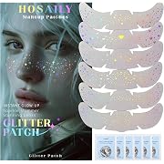 View 1 of HOSAILY 6 pcs Holographic christmas Glitter Freckles Face Tattoo, Waterproof Sparkle Body Glitter Speckles Patches for Women, Cute Star Glitter Stickers Temporary Tattoo Makeup Accessories for Festival Rave