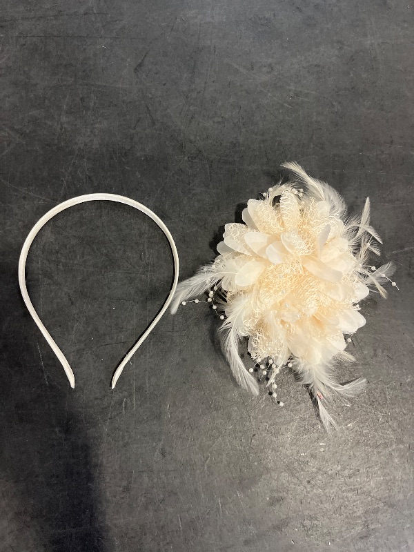 Photo 1 of Hat Feather Fascinator Hair Clip Tea Party Pillbox Derby Hat Headband for Bridal Wedding